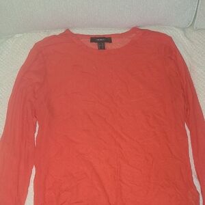 Forever 21 Coral Sheer Mesh Long Sleeve Top